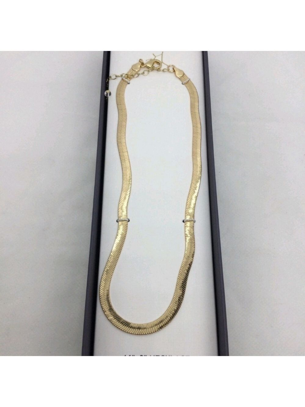 House of Harlow 1960 Gold Herringbone Necklace Elegant Design NWT NIB 16"+3" - Picture 2 of 3